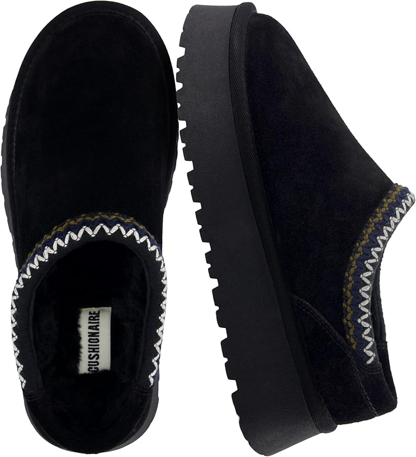 CUSHIONAIRE Kabuki Platform Boots Genuine Suede Fuzzy Mule Slippers for Women with Memory Foam | ... | Amazon (US)