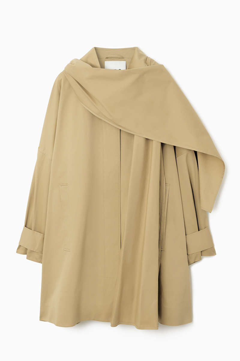 OVERSIZED SCARF-DETAIL TRENCH COAT - BEIGE - COS | COS UK