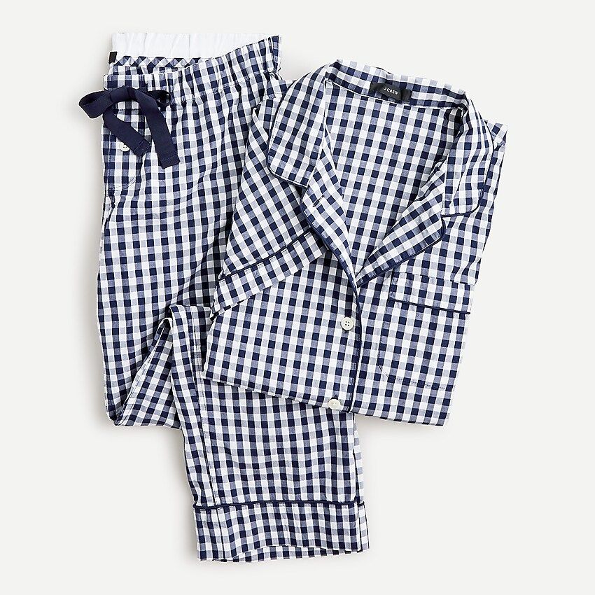 Short-sleeve cotton poplin pajama set in gingham | J.Crew US