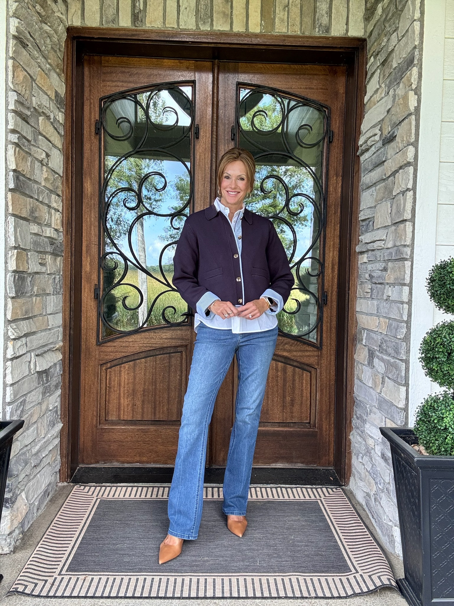 Feels and looks like JCrew price affordable Selling quickly. I grabbed a large. It fits, but definitely not snug which I like the medium would have fit, but been a closer fit. Denim 29 tall/long Buttondown shirt - medium Fall style Teacher style

#LTKootd #LTKSeasonal #LTKOver40