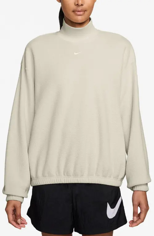 Nike Phoenix Plush Cozy Oversized Mock Neck Sweatshirt in Light Bone/Sail at Nordstrom, Size X-Small | Nordstrom