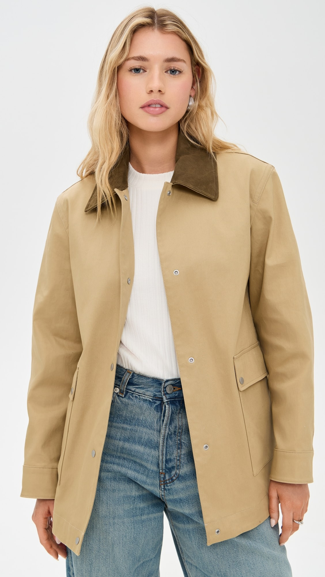 Vince Suede Collar Utility Snap Front Jacket | Shopbop | Shopbop