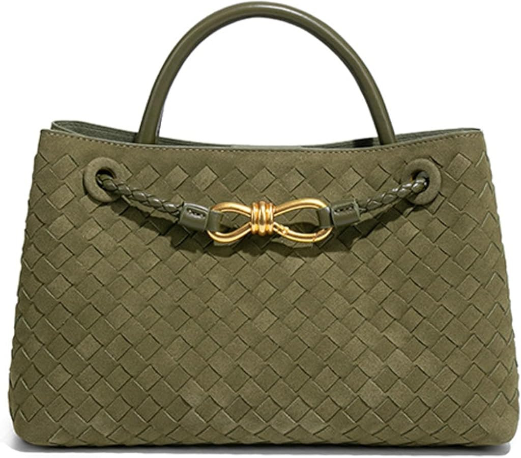 Suede Woven Tote Bag for Women PU Leather Hobo Bags Trendy Crossbody Purse Shoulder Satchel Bag T... | Amazon (US)