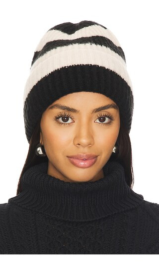 Stripe Beanie in Black & Ivory | Revolve Clothing (Global)