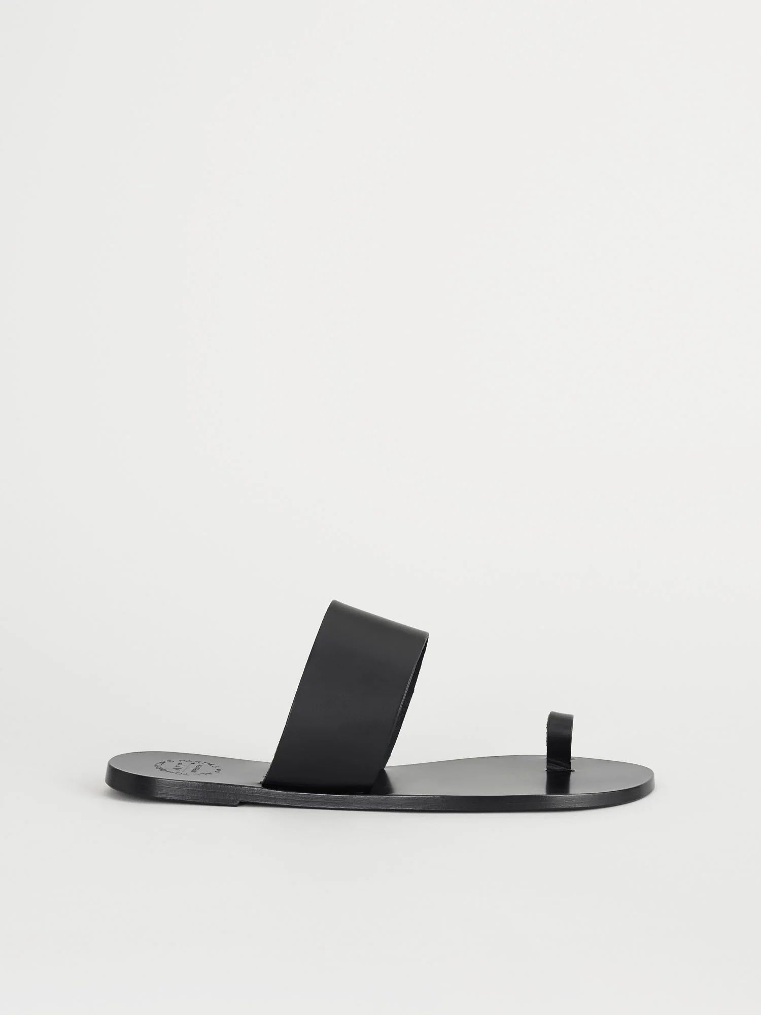 Astrid Black Leather Flat sandals | ATP Atelier