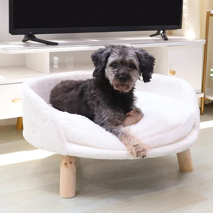 Bingopaw Elevated Pet Bed,Nordic Pet Stool Bed with Cozy Pad Waterproof,Pet Chair with Sturdy Woo... | Amazon (US)