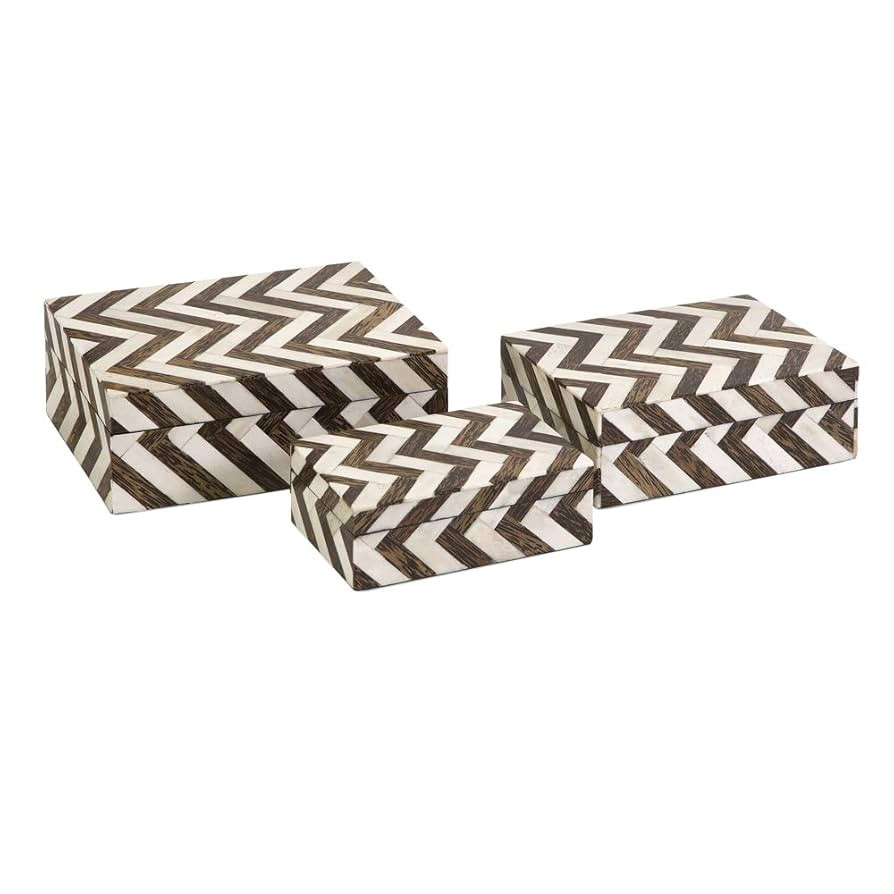 IMAX 19911-3 Zig Zag Bone Inlay Boxes, Set of 3 | Amazon (US)