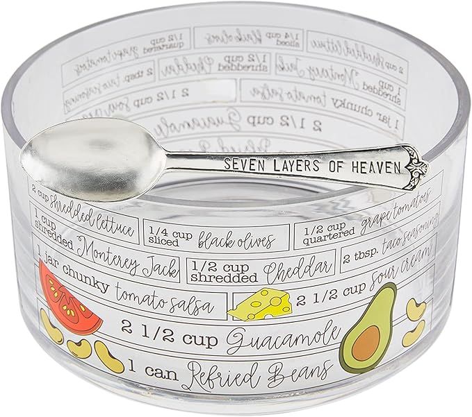 Mud Pie Glass Ingredients Bowl Set, 7 Layer Dip, bowl4" x 8" dia | spoon 6" | Amazon (US)
