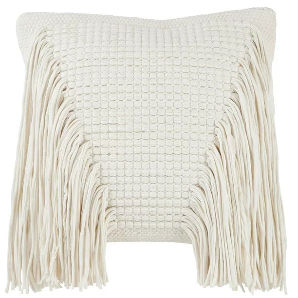 Wanda June Home Jersey Knit Fringe Pillow, White, 18"x18" by Miranda Lambert | Walmart (US)