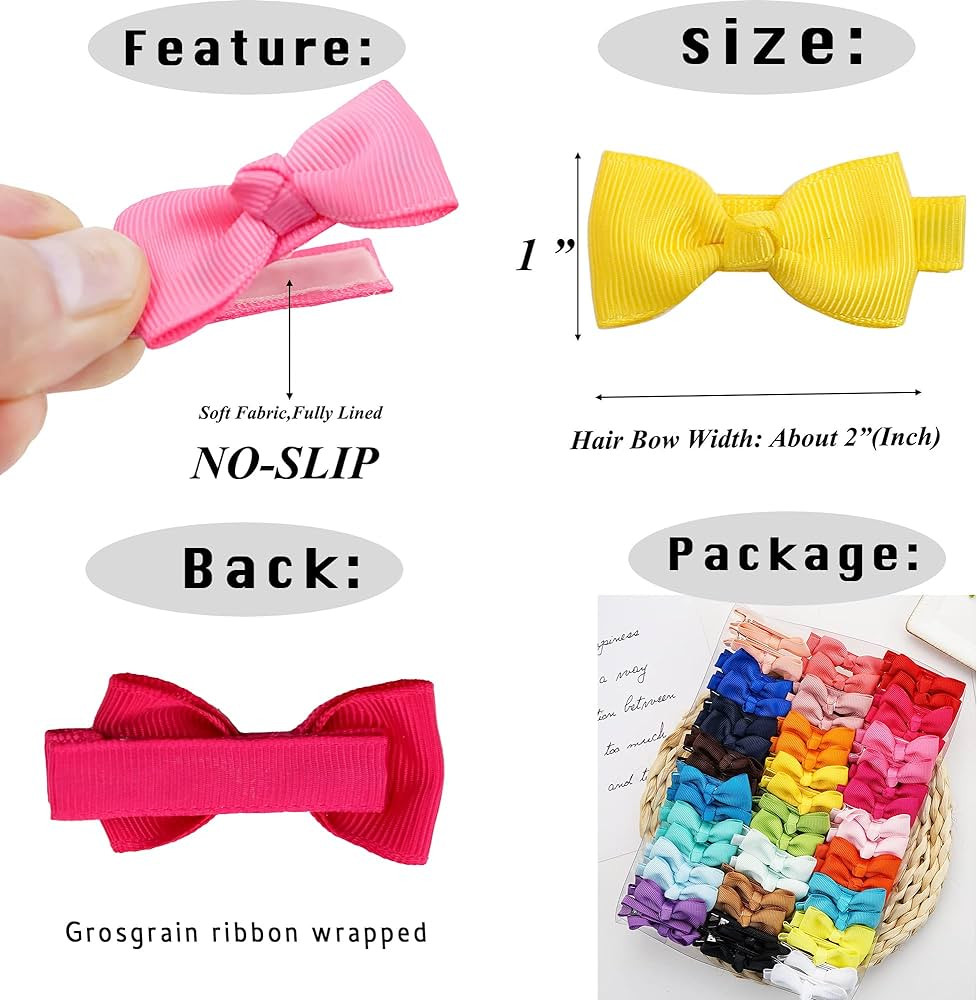 CÉLLOT Baby Hair Clips 50 Pieces 25 Colors in Pairs Baby Girls Fully Lined Baby Bows Hair Pins T... | Amazon (US)