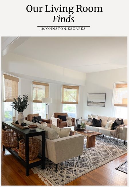 So many affordable funds in our living room!  The arm chairs and sofas have been out of stock for a while and are now back!  I’ve linked the rest as well - woven Roman shades, console table, rug, pillows and coffee table

#LTKFind #LTKhome #LTKsalealert