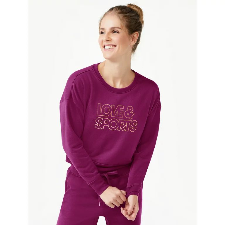 Love & Sports Women's Fleece Cropped Logo Sweatshirt | Walmart (US)