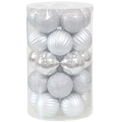 Sunnydaze Indoor Christmas Holiday Tree Shatterproof Bauble Ball Ornaments with Hooks - 2" - Silver  | Target