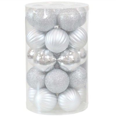 Sunnydaze Indoor Christmas Holiday Tree Shatterproof Bauble Ball Ornaments with Hooks - 2" - Silver  | Target
