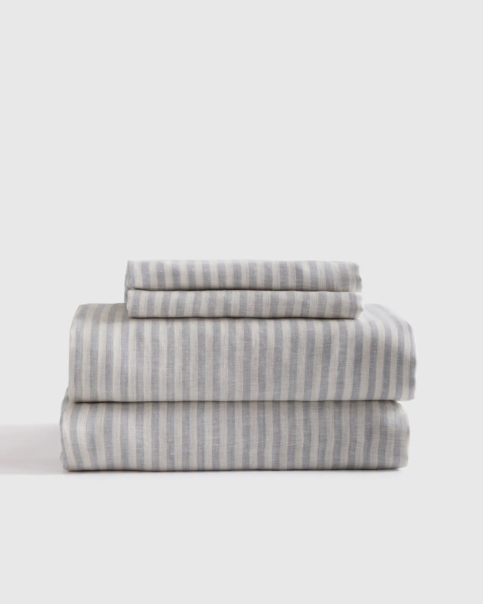 Linen Sheets in Mist/White Stripe | Quince