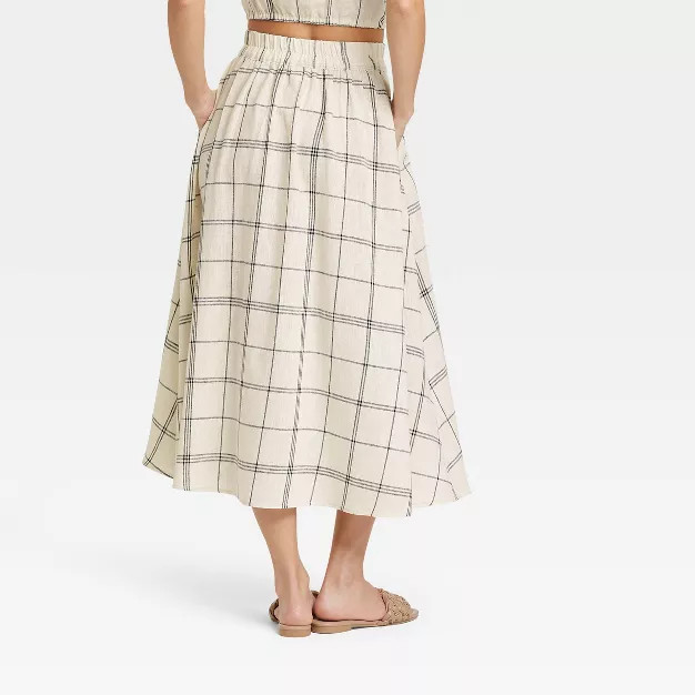Women's Smocked Waist Mid-Rise Linen A-Line Skirt - A New Day™ | Target