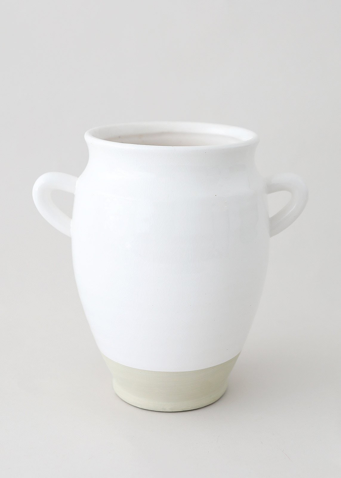 White Ceramic Farmhouse Urn Vase with Handles - 9.5" Tall | Afloral (US)