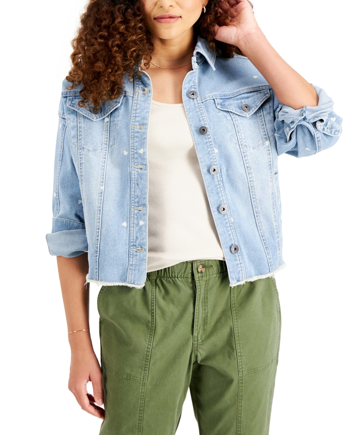 Style & Co Heart-Print Denim Jacket, Created for Macy's | Macys (US)