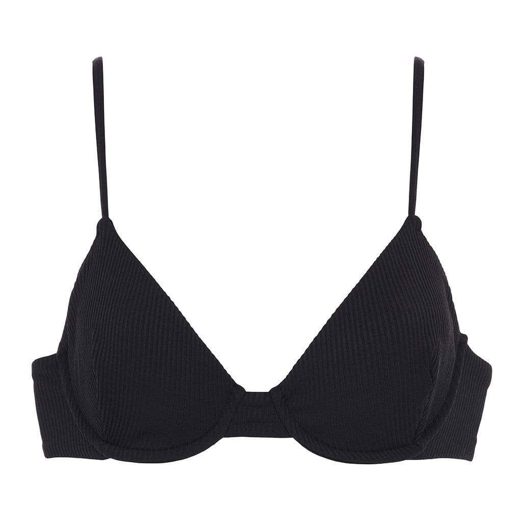 Black Rib Dainty Bikini Top | Larroude