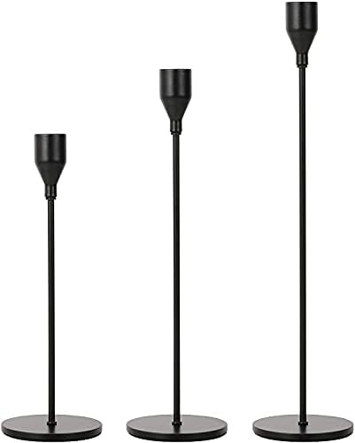 FRTIM Black Candlestick Holders Set of 3, Black Taper Candle Holders, Farmhouse Dining Mantle Fir... | Amazon (US)