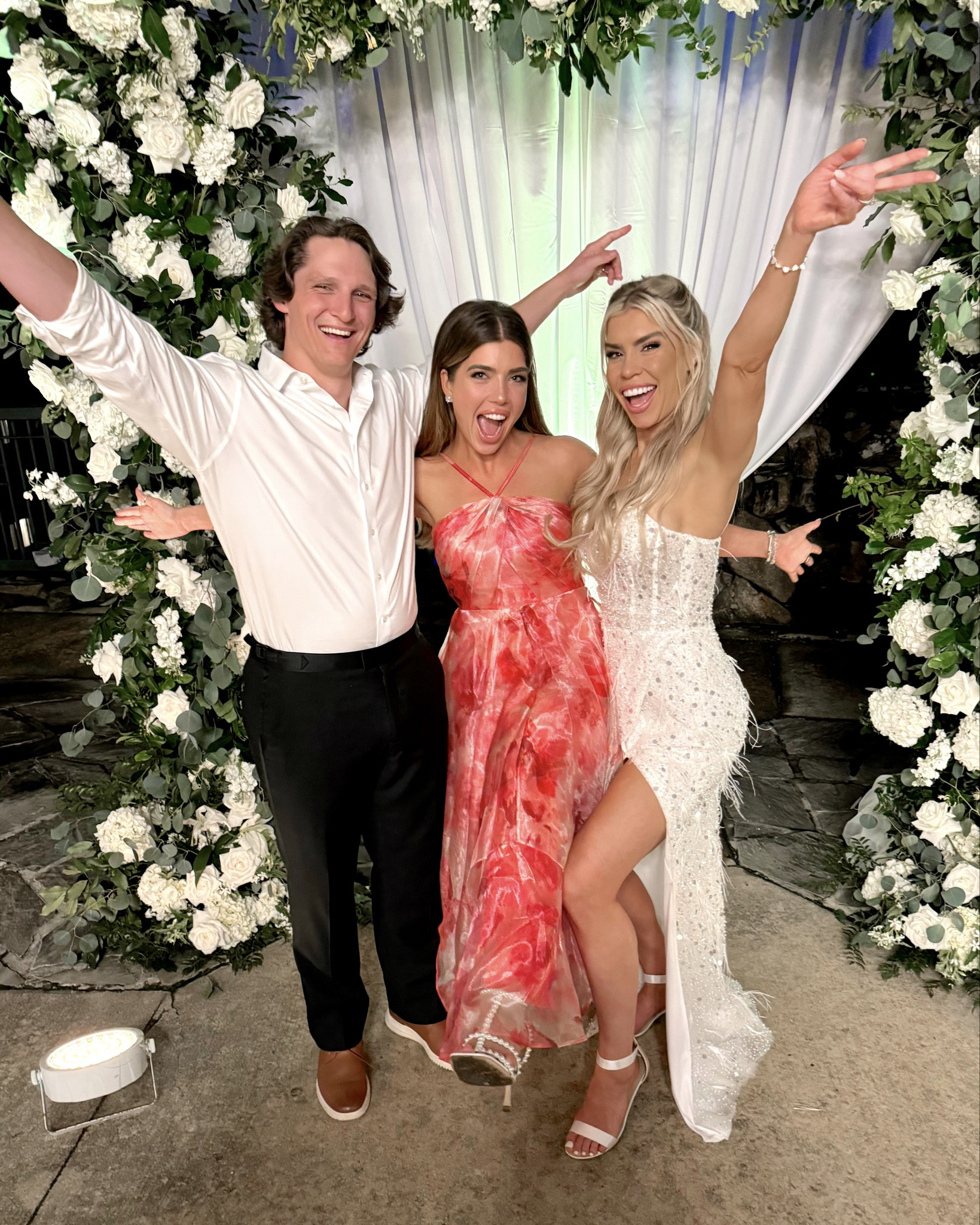 WEDDING GUEST DRESS 👰🏼‍♀️ I had an amazing time at Sara Jane’s *ChicOnTheCheap* wedding with msgoldgirl, lisalisad1, and bargainbethany 💒 wearing a size 4 in the floral halter dress and a size 9 in the pearl embellished heels. I completed the look with my new Ferragamo handbag 👜 

Wedding Guest Dress, Wedding Guest Dresses, Wedding Guest, White Handbag, ChicOnTheCheap, Madison Payne

#LTKWedding #LTKSeasonal #LTKStyleTip