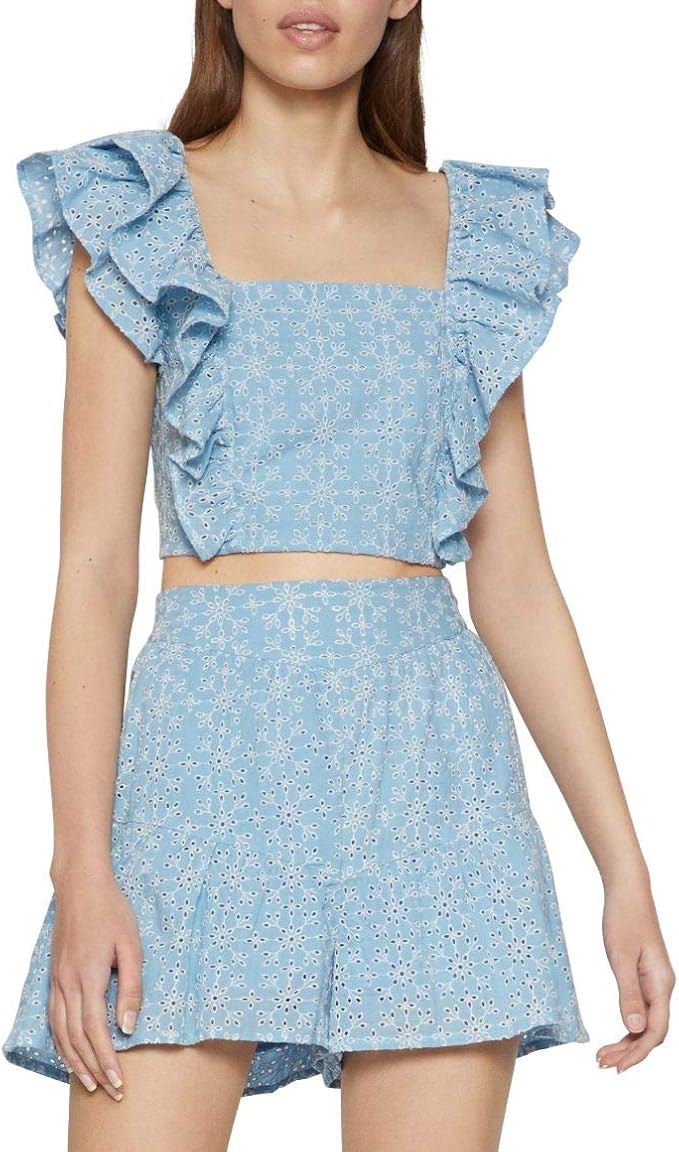 BCBGeneration Women's Smocked Cotton Eyelet Top | Amazon (US)