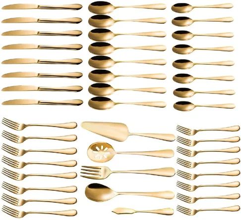 Flatware Set,  Modern Royal 45-Pieces Gold Stainless Steel Flatware For Wedding Festival Christma... | Wayfair Professional