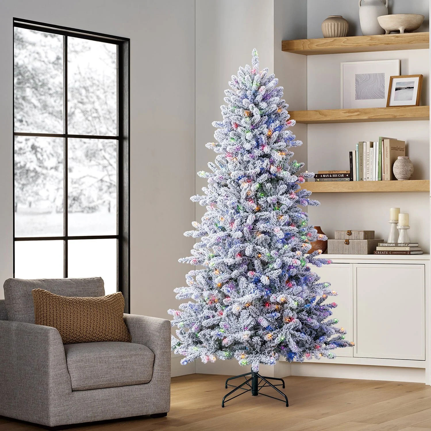 Member's Mark 7.5' Flocked Aspen Pre-Lit Christmas Tree | Sam's Club