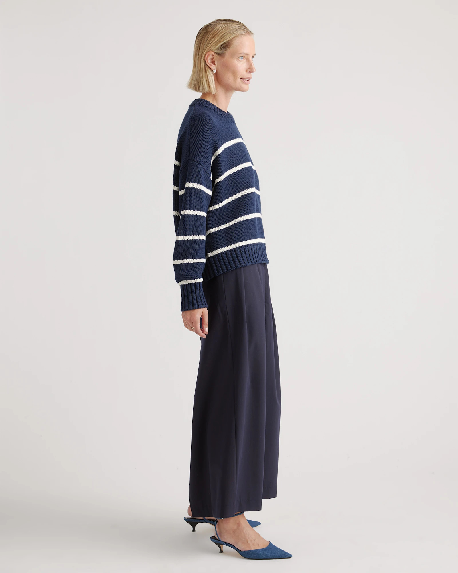 100% Organic Cotton Striped Crew Sweater | Quince