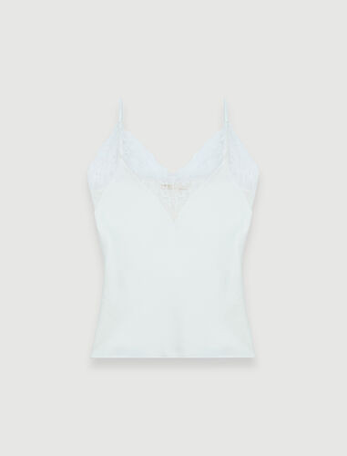 Silk satin and lace top | Maje US