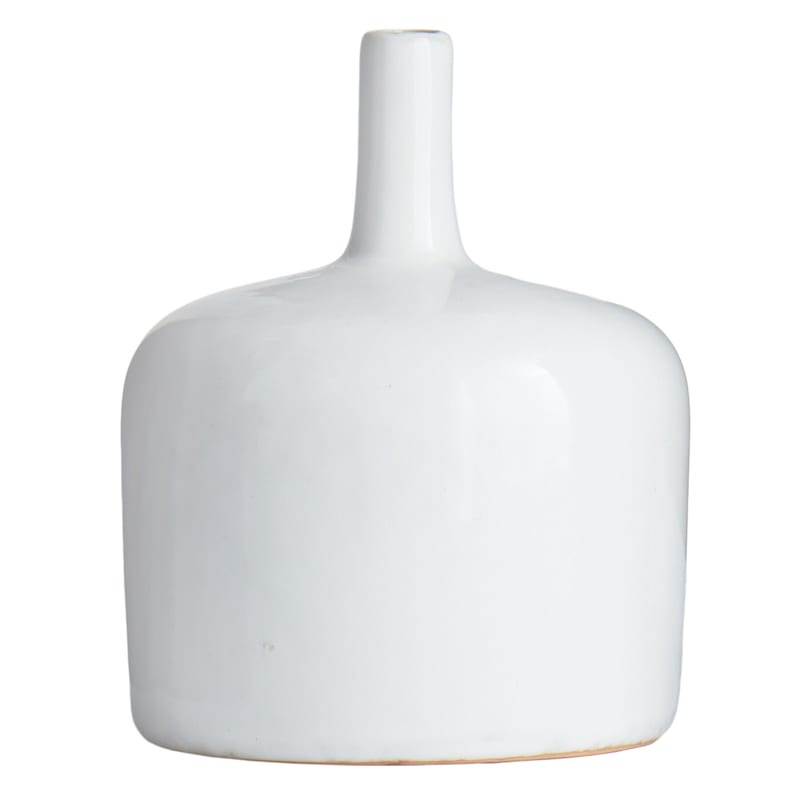 Emily White Ceramic Bottle Vase, 6" | At Home