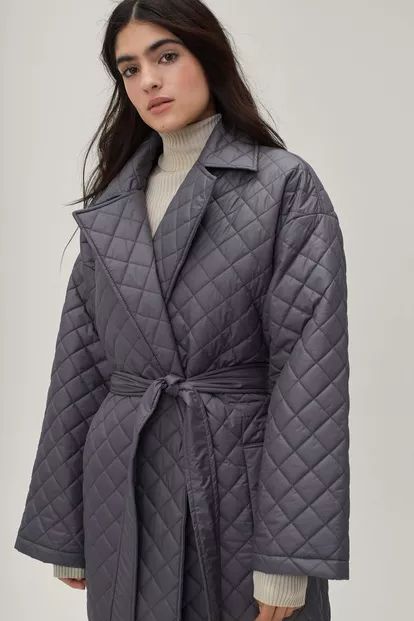 Quilted Belted Collared Maxi Coat | Nasty Gal (US)