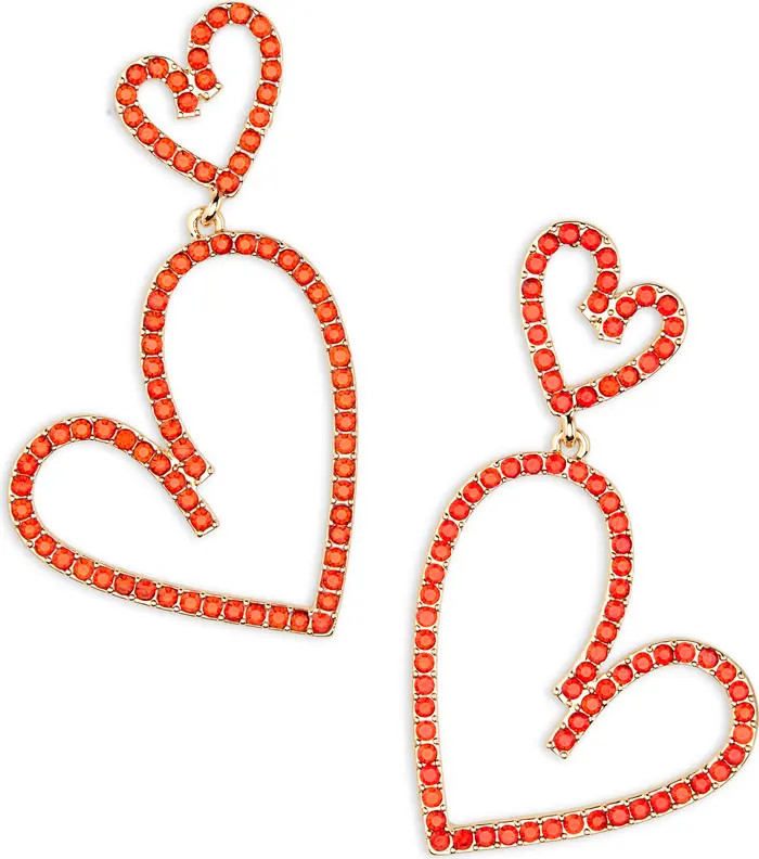 Leith Crystal Double Heart Drop Earrings | Nordstromrack | Nordstrom Rack