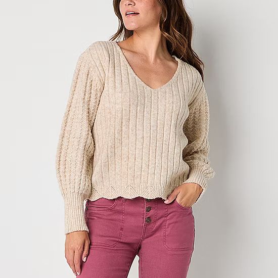 Frye and Co. Womens V Neck Long Sleeve Pullover Sweater | JCPenney