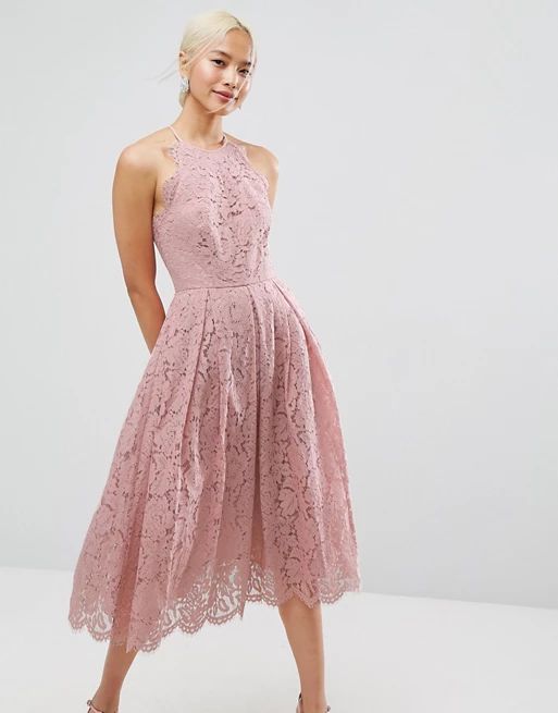 ASOS Lace Pinny Scallop Edge Prom Midi Dress | ASOS US
