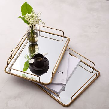Fishs Eddy Gilded Cafe Mirror Tray - Brass | West Elm (US)