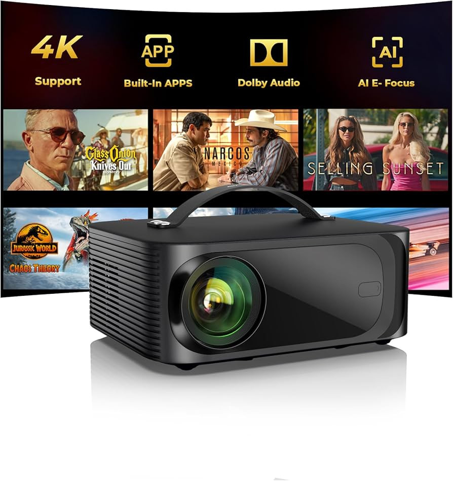 Projector-4K with WiFi and Bluetooth:[2000 ANSI/AI Auto Focus/Built-in APPs]Outdoor-Projector Sma... | Amazon (US)