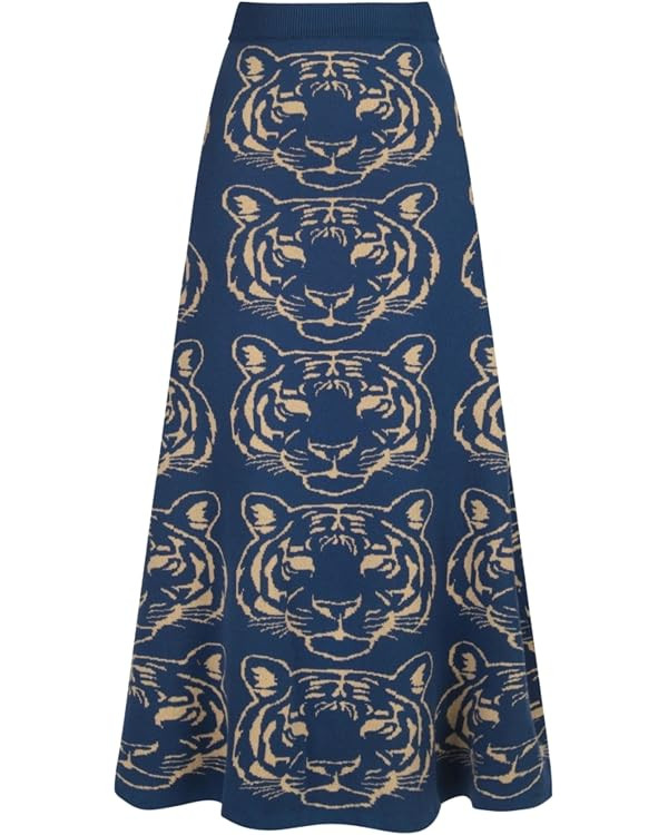 OXKnit Knittd Midi Skirts for Women, Mod Style Casual Retro Tiger Pattern High Waist A Line Cotto... | Amazon (US)