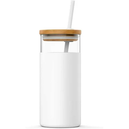 Tronco 20oz Glass Tumbler Straw Silicone Protective Sleeve Bamboo Lid - BPA Free | Walmart (US)