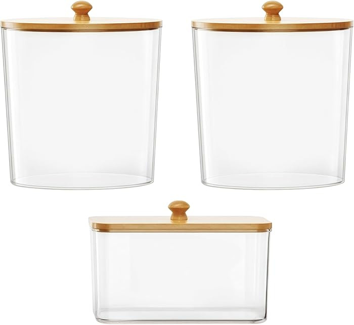 Laundry Powder Dispenser Set, 3 Pcs Glass Containers with Lids, Transparent Storage, Organizing D... | Amazon (US)