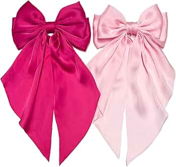 Pink Hair Bows for Women Girls Hair Ribbon Bow Hair Clips with Long Tails Vintage Hair Accessorie... | Amazon (US)