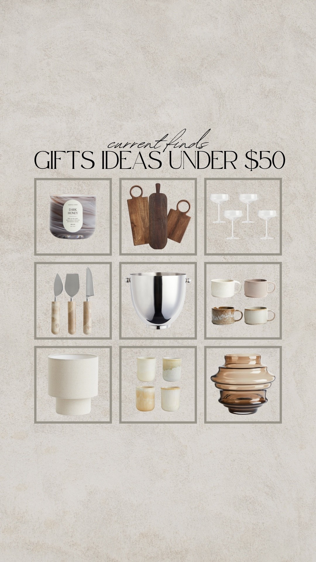 Gift ideas, home gifts, housewarming gifts, Christmas gift guide, mango wood cutting board, large cutting board, coupe glasses, stoneware mugs, organic modern mugs, coffee mugs, glass vase, brown vase, espresso shot glasses, linen lamp shade, small table lamp, silver wine chiller, stainless steel wine chiller, charcuterie knives, cheese knives, cheese knife set, candle, home decor gift, modern organic home decor, neutral home decorr

#LTKGiftGuide #LTKSaleAlert #LTKHome