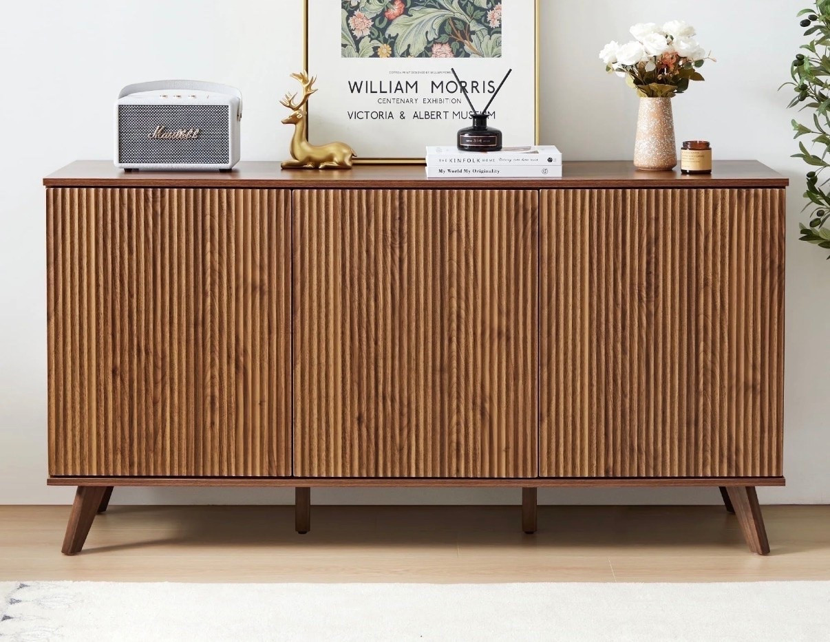 Walmart Wirrytor Sideboard Storage Cabinet with Doors and Shelves, Buffet Cabinet with Storage, Credenza Storage Cabinet for Kitchen, Wooden Fluted Cabinet, Under TV Cabinet with Storage - Walnut, home, furniture

#LTKHome