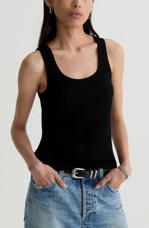 AG Ashley Scoop Neck Tank in Super Black at Nordstrom, Size Small | Nordstrom