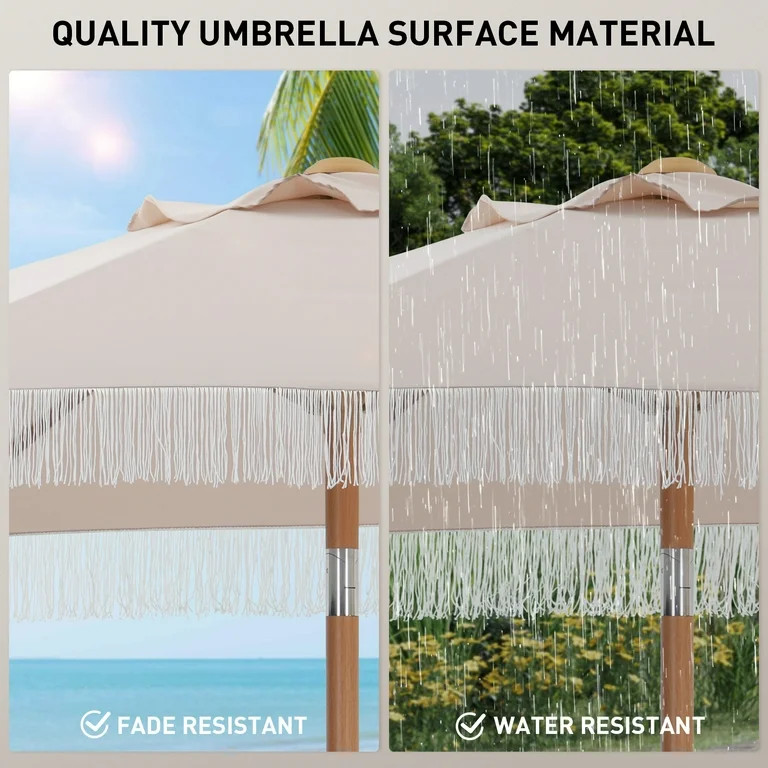 Autlaycil 7.5 ft Fringe Patio Umbrella, Outdoor Table Tassels Umbrella with Push Button Tilt and ... | Walmart (US)