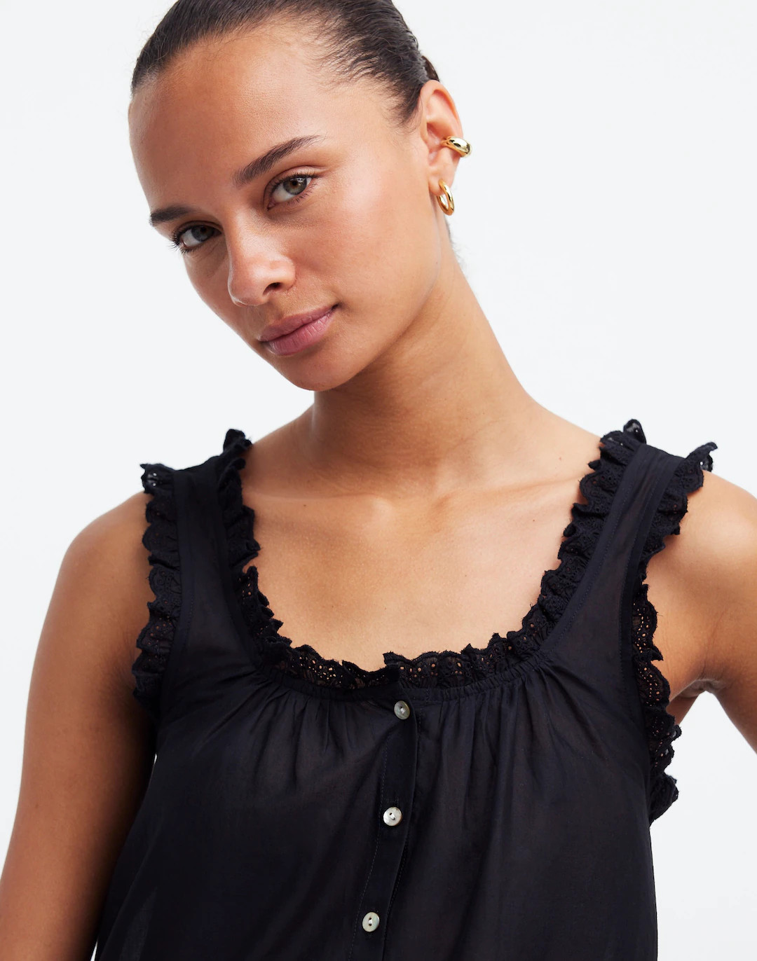 Embroidered Ruffle-Trim Top | Madewell