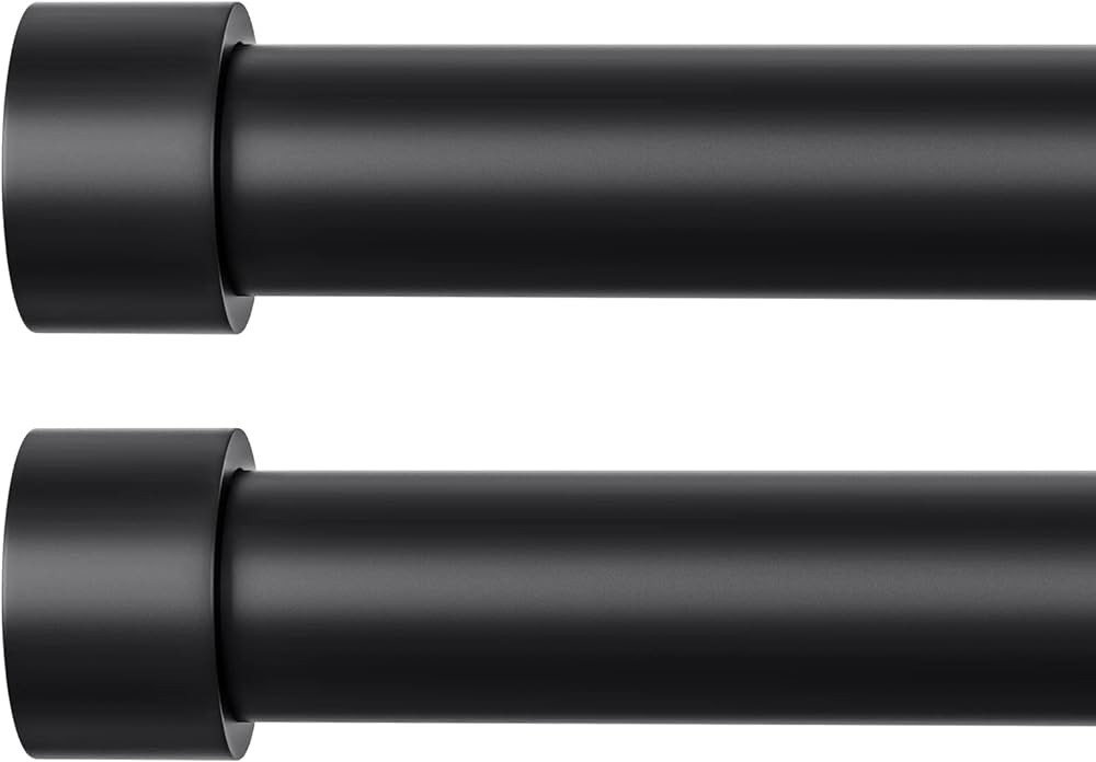 TDZWIN 2 Pack Black Curtain Rods for Windows 48 to 84 Inch, 1 Inch Diameter Heavy Duty, Matte Bla... | Amazon (US)