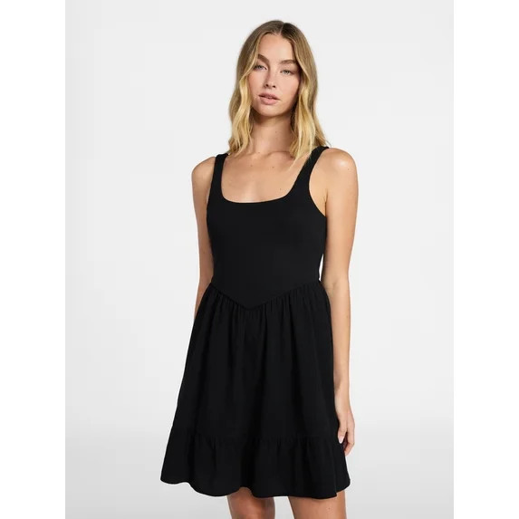 No Boundaries Mixed Media Mini Dress, Women's XXS-XXL | Walmart (US)