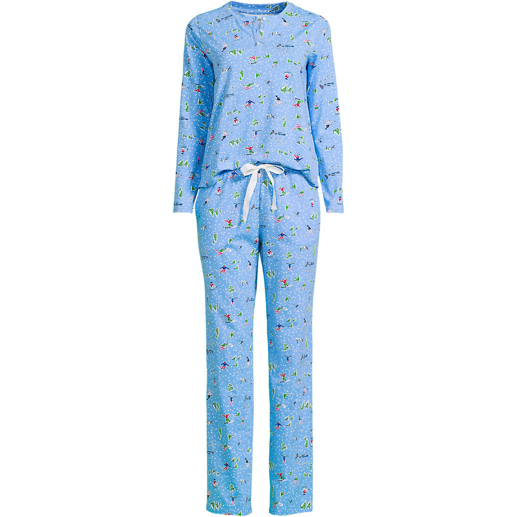 Women's Knit 2 Piece Pajama Set - Long Sleeve Top and Pants | Lands' End (US)