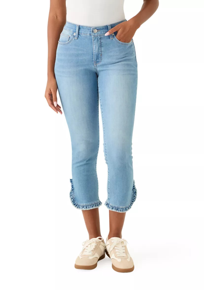 Women's Mid Rise Ruffle Hem Cropped Pants | Belk